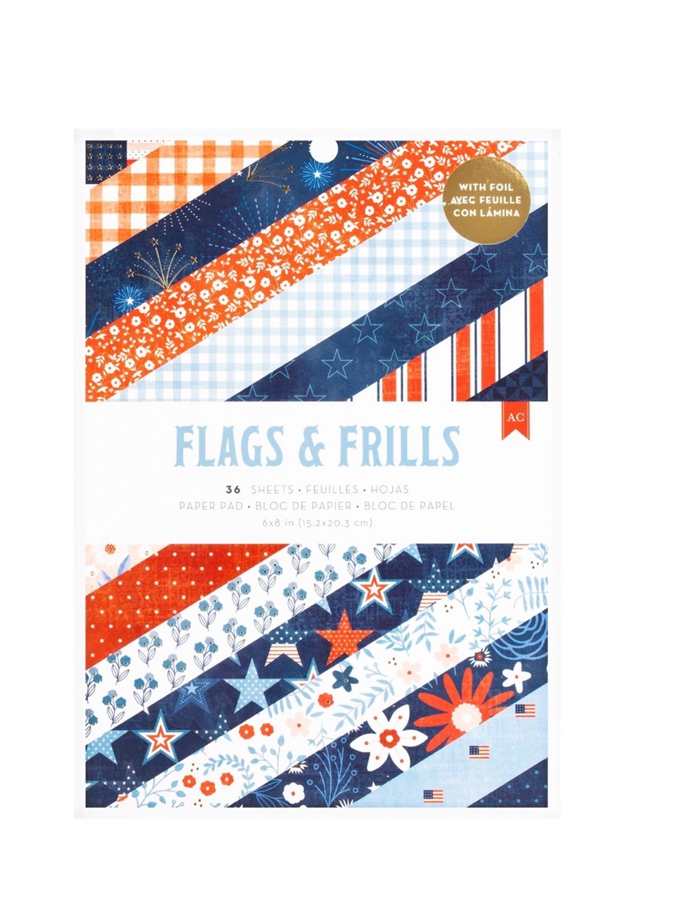 ✨ BRAND NEW ✨ American Crafts "Flags & Frills" 6x8 Patriotic Paper Pad